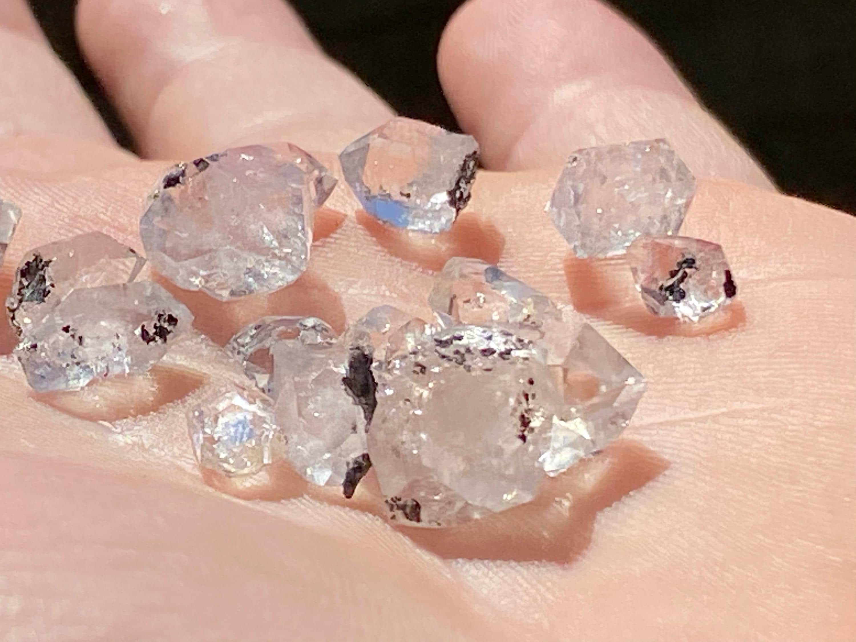 Herkimer Diamond Crystals Lot: 14 Natural Rough Ny Quartz (5-14mm) Herkimer Diamond Crystals Lot: 14 Natural Rough Ny Quartz (5-14mm)