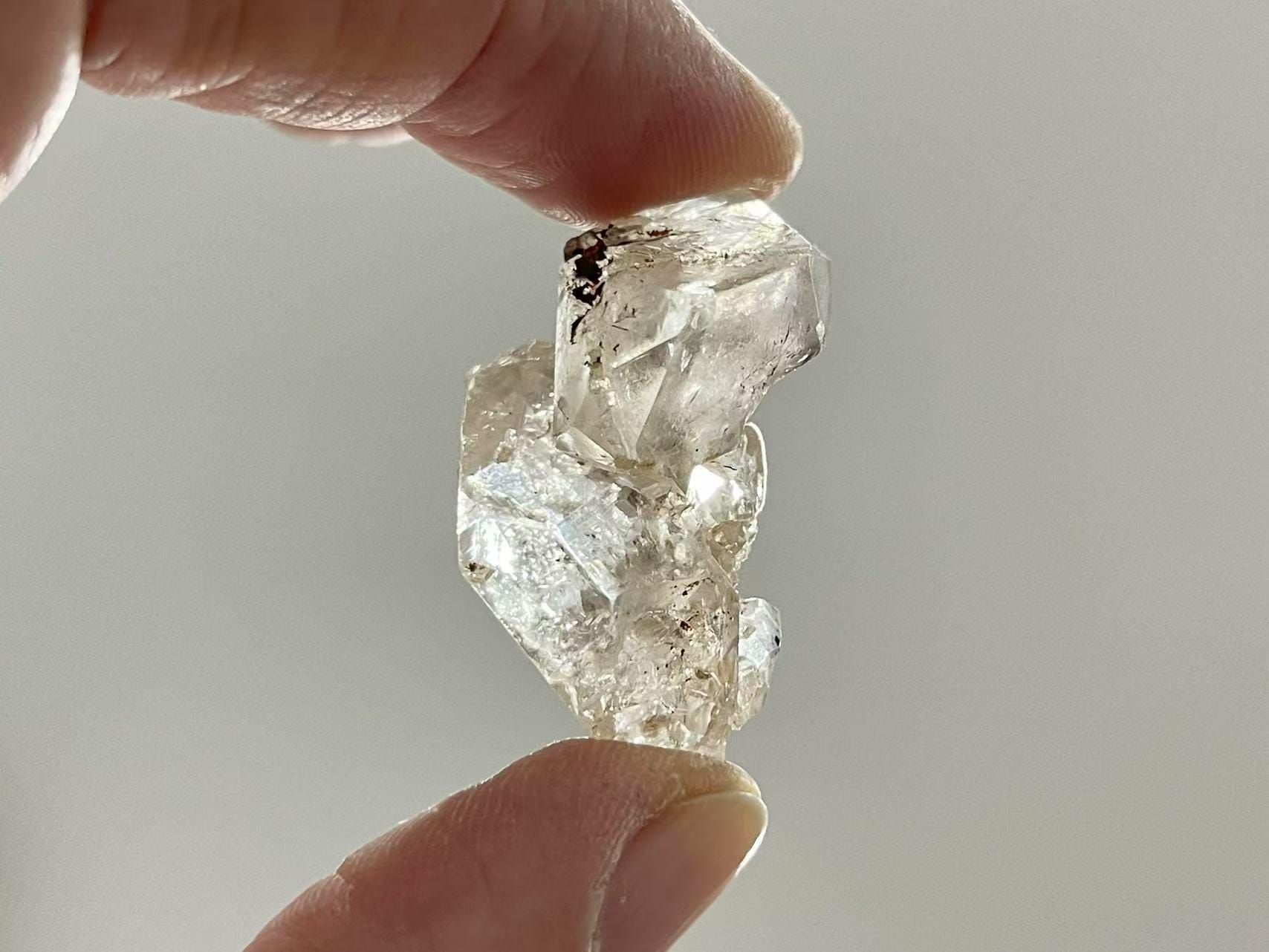 Light Smoky/golden Herkimer Diamond Quartz Cluster Double Terminated Penetrator Quartz Crystal Healing Crystal Gift Specimen Cd-h12