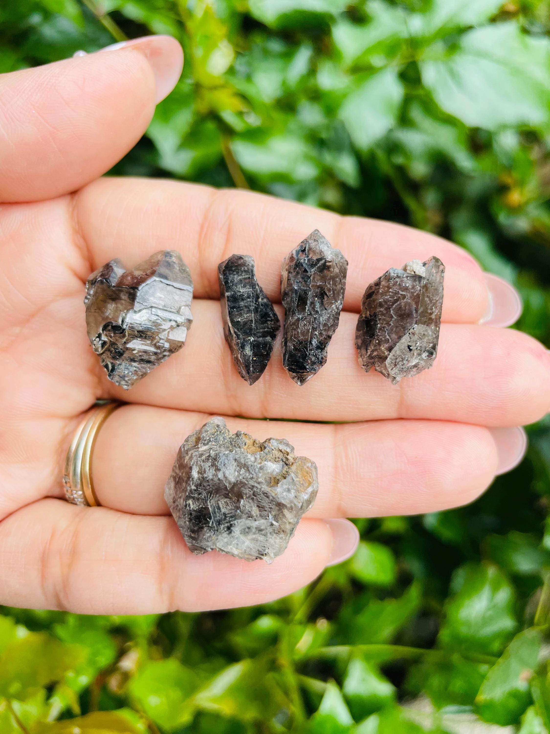 Herkimer Diamond Quartz Crystal: Raw Black & Gray Gemstone From Ny (15.1g)