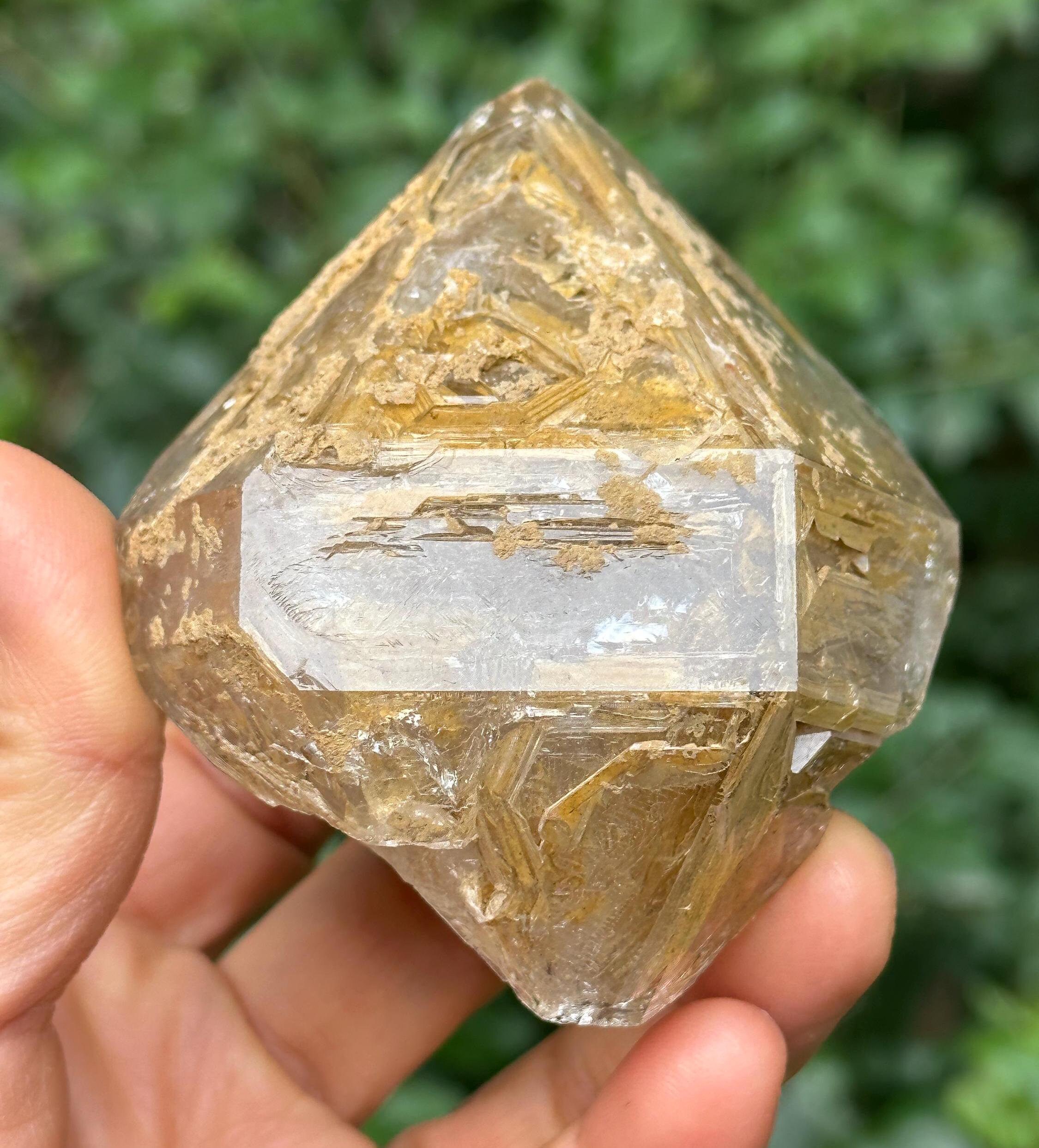 Rare Himalayan Herkimer Diamond Double Terminated Fenster Skeletal Quartz Crystal Golden Clay/pakistan Crystal Specimen/energy/healing-211 G Rare Himalayan Herkimer Diamond Double Terminated Fenster Skeletal Quartz Crystal Golden Clay/pakistan Crystal Specimen/energy/healing-211 G