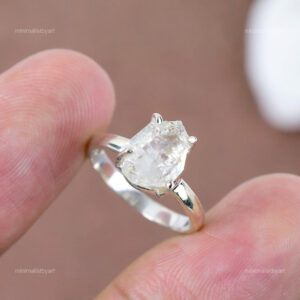Herkimer Diamond Ring, 925 Sterling Silver, Gemstone Statement Ring