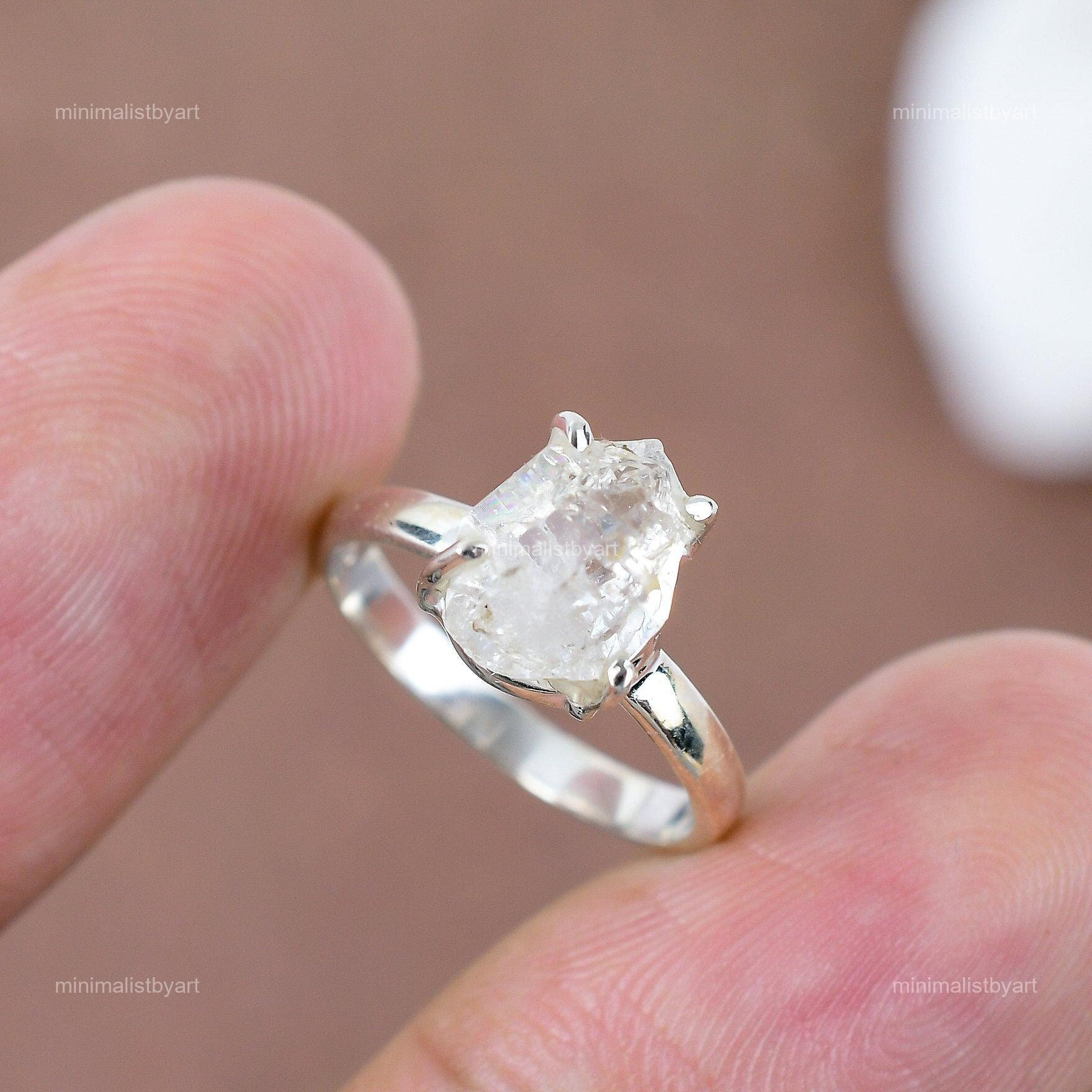 Herkimer Diamond Ring, 925 Sterling Silver, Gemstone Statement Ring Herkimer Diamond Ring, 925 Sterling Silver, Gemstone Statement Ring