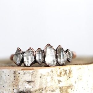 Herkimer Diamond Ring - April Birthstone - Raw Crystal Jewelry Herkimer Diamond Ring - April Birthstone - Raw Crystal Jewelry