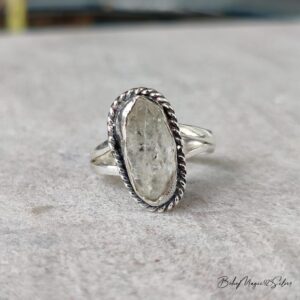 Herkimer Diamond Gemstone Ring: Handmade Sterling Silver Jewelry, January Birthstone