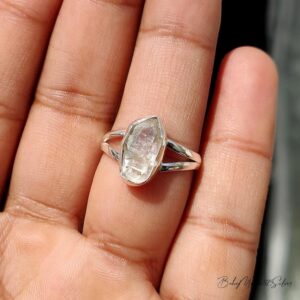 Genuine Raw Herkimer Diamond Ring | Handcrafted 925 Sterling Silver Gemstone | Engagement Gift Jewelry Ring