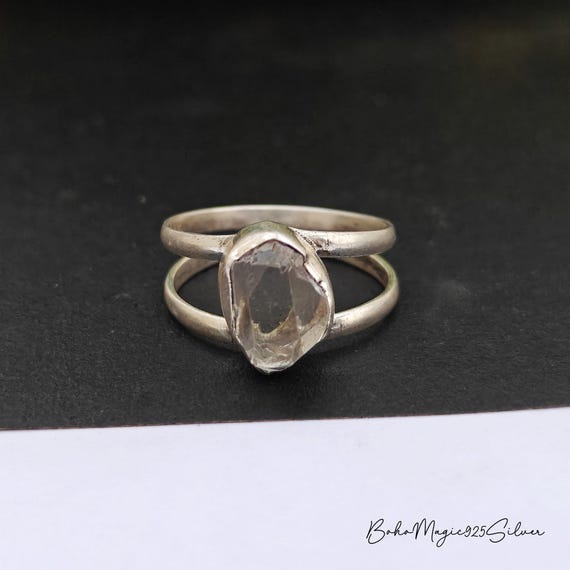 Handmade Herkimer Diamond Ring: 925 Sterling Silver Gemstone Handmade Herkimer Diamond Ring: 925 Sterling Silver Gemstone