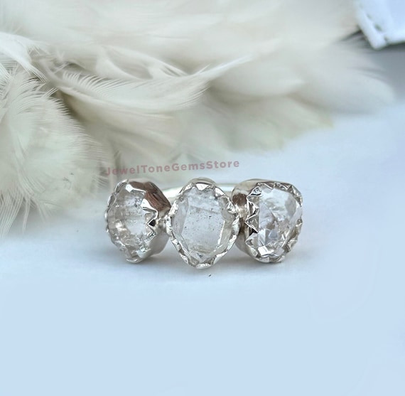 Handmade Herkimer Diamond Ring: Raw Crystal Sterling Silver Engagement Ring Handmade Herkimer Diamond Ring: Raw Crystal Sterling Silver Engagement Ring
