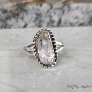 Natural Raw Herkimer Diamond Ring - Handmade 925 Sterling Silver Gemstone Jewelry, Christmas Gift Ring