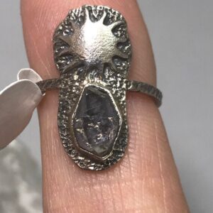 Petite Herkimer Diamond Sun Ring, Size 6