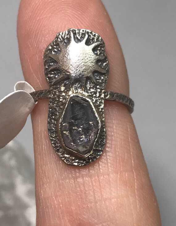 Petite Herkimer Diamond Sun Ring, Size 6 Petite Herkimer Diamond Sun Ring, Size 6