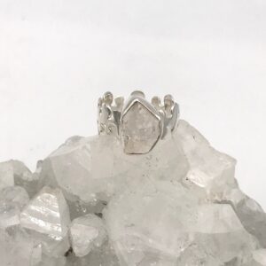 Puzzling Herkimer Diamond Ring Size 7 1/4