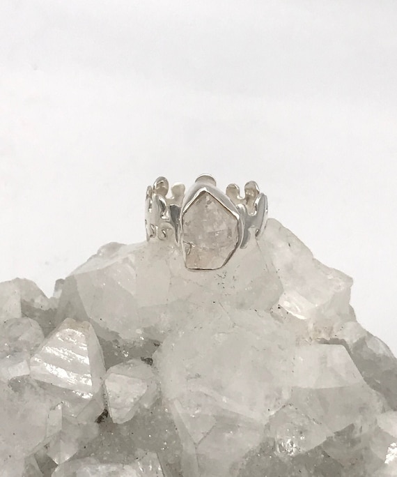 Puzzling Herkimer Diamond Ring Size 7 1/4 Puzzling Herkimer Diamond Ring Size 7 1/4