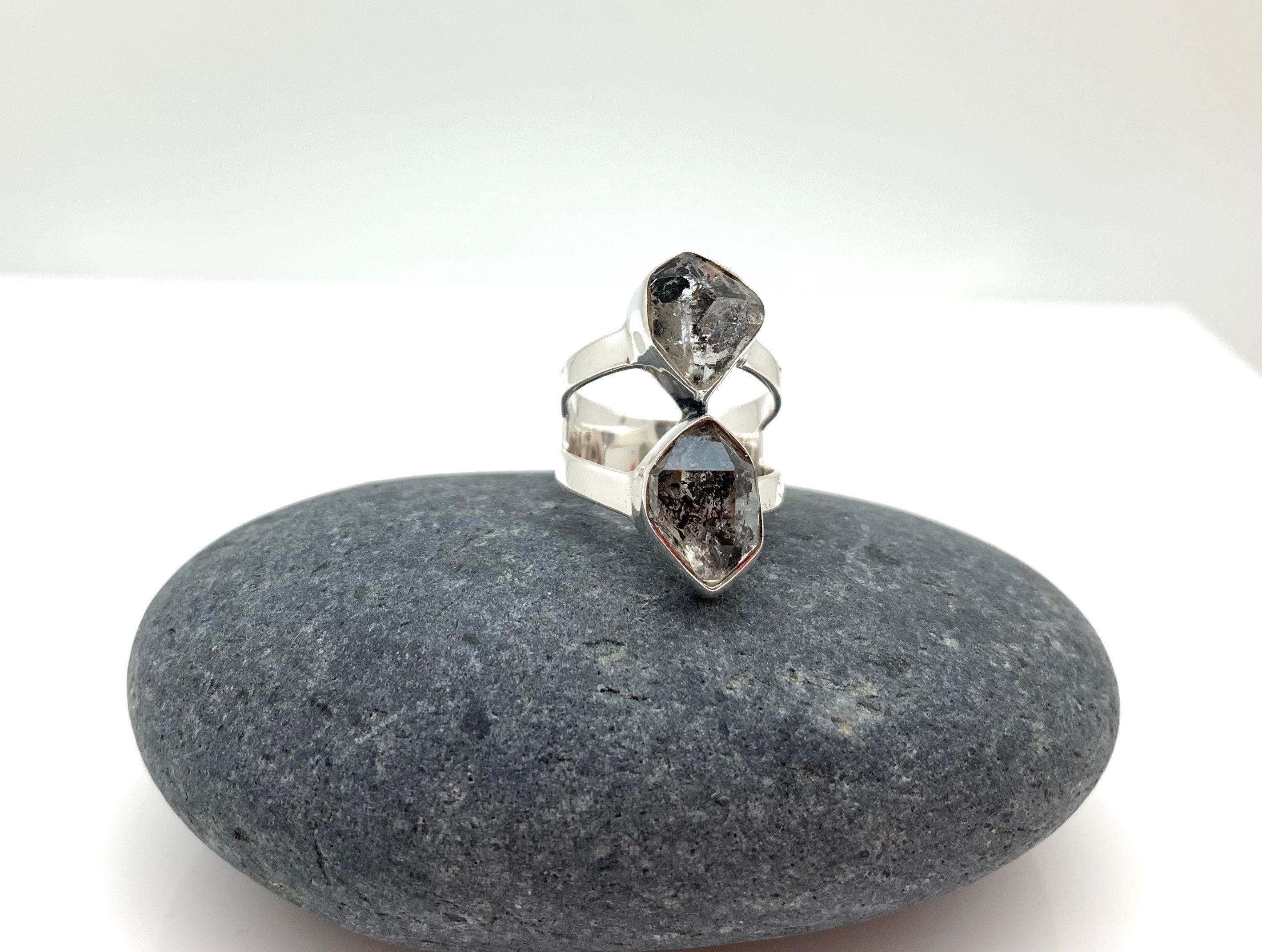 Herkimer Diamond Quartz Ring - 925 Sterling Silver, Size 8