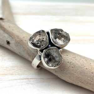 Herkimer Quartz Ring - Multi-stone 925 Sterling Silver Setting, Size 9
