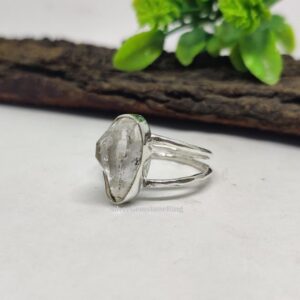 Raw Herkimer Diamond Ring: Solid 925 Sterling Silver Statement Ring