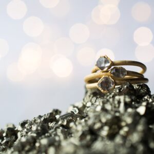 Sale Gold Crystal Ring | Herkimer Diamond Ring | Electroformed Crystal Ring | Crystal Quartz Ring | Rock Quartz Crystal Statement Ring