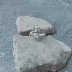 Herkimer Diamond Sterling Silver Adjustable Ring • April Birthstone Genuine Herkimer Diamond Ring