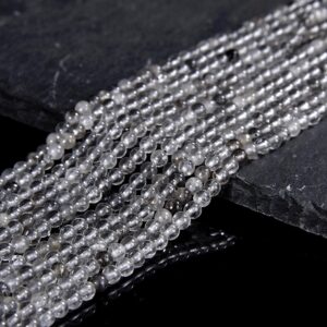 Natural Herkimer Diamond Crystal Gemstone Round 2MM 3-4MM Loose Beads 15 inch Full Strand (P104)
