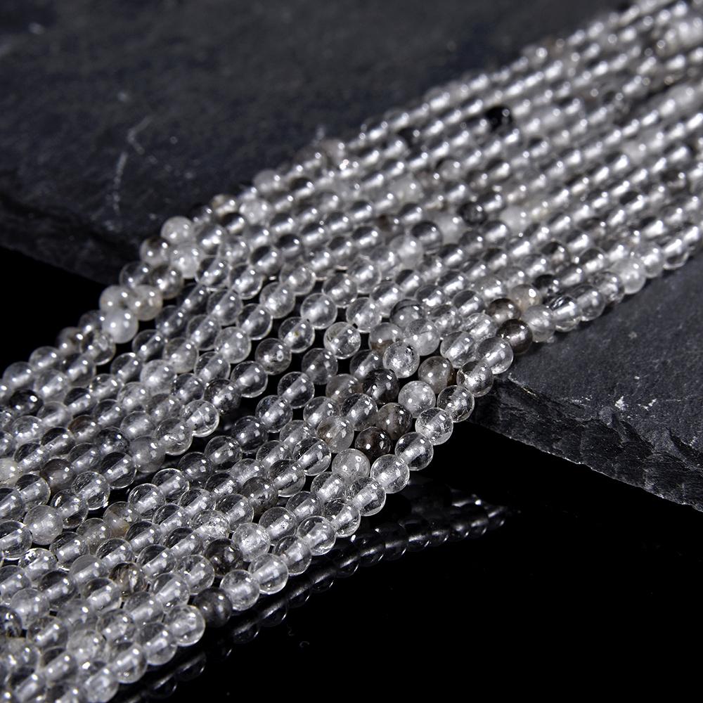 Natural Herkimer Diamond Crystal Gemstone Round 2mm 3-4mm Loose Beads 15 Inch Full Strand (p104)