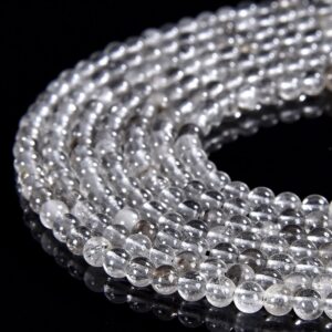 Natural Herkimer Diamond Crystal Gemstone Round 2mm 3-4mm Loose Beads 15 Inch Full Strand (p104)