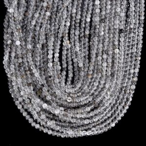 Natural Herkimer Diamond Crystal Gemstone Round 2mm 3-4mm Loose Beads 15 Inch Full Strand Bulk Lot 1,2,6,12 And 50 (p104)