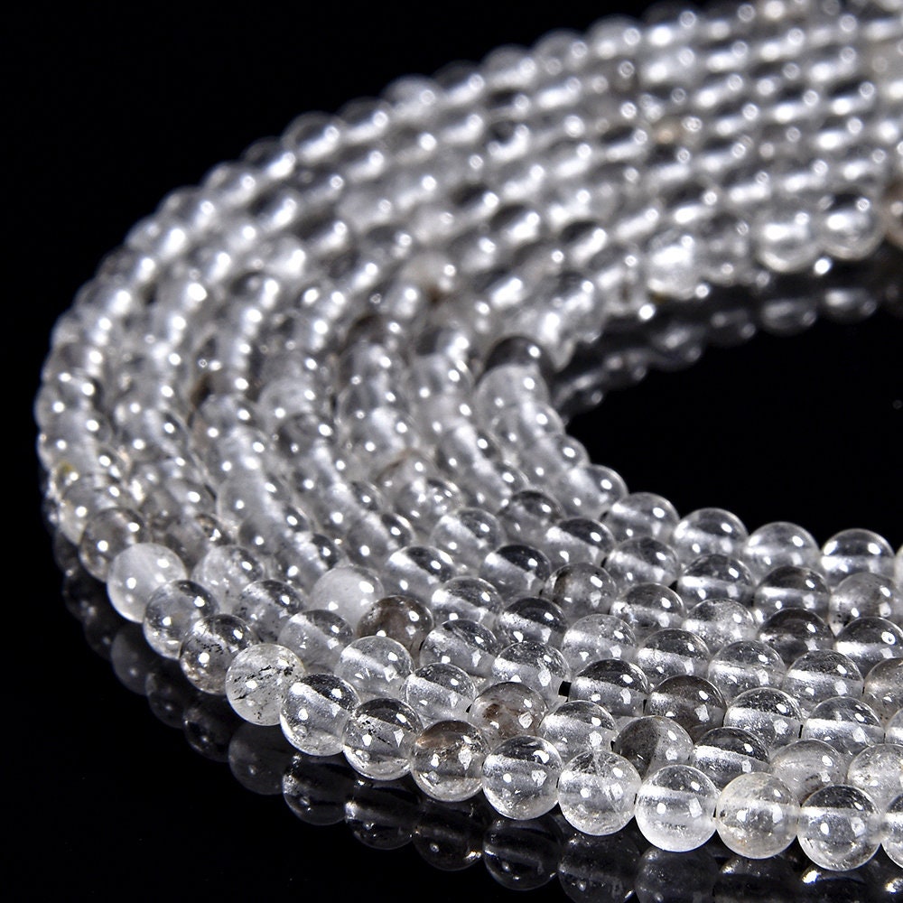 Natural Herkimer Diamond Crystal Gemstone Round 2mm 3-4mm Loose Beads 15 Inch Full Strand (p104)