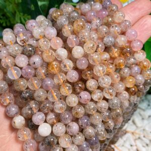 Natural Rainbow Herkimer Diamond Smooth Round Beads Loose Gemstone Crystal For Jewelry Making 6mm 8mm 10mm Semi Precious Stone Beads.