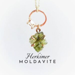 HERKIMER MOLDAVITE Crystal Necklace | Raw Moldavite Necklace | Genuine Moldavite Pendant | 925 Sterling Silver or 14k Gold Filled HERKIMER MOLDAVITE Crystal Necklace | Raw Moldavite Necklace | Genuine Moldavite Pendant | 925 Sterling Silver or 14k Gold Filled