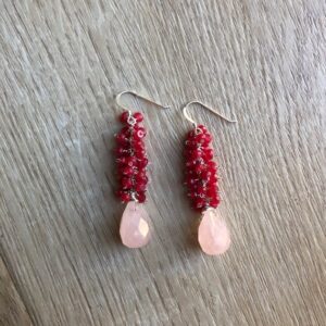 Hot Pink Calcite & Rose Quartz Earrings