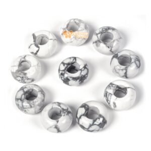 14mm Natural White Howlite Universal Large Hole Rondelle Bead for Bracelet DIY Jewelry Making
