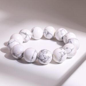 16mm Genuine Natural White Howlite A Round Big Size Beads Gemstone Bracelet For Man And Woman,healing Crystal Bracelet