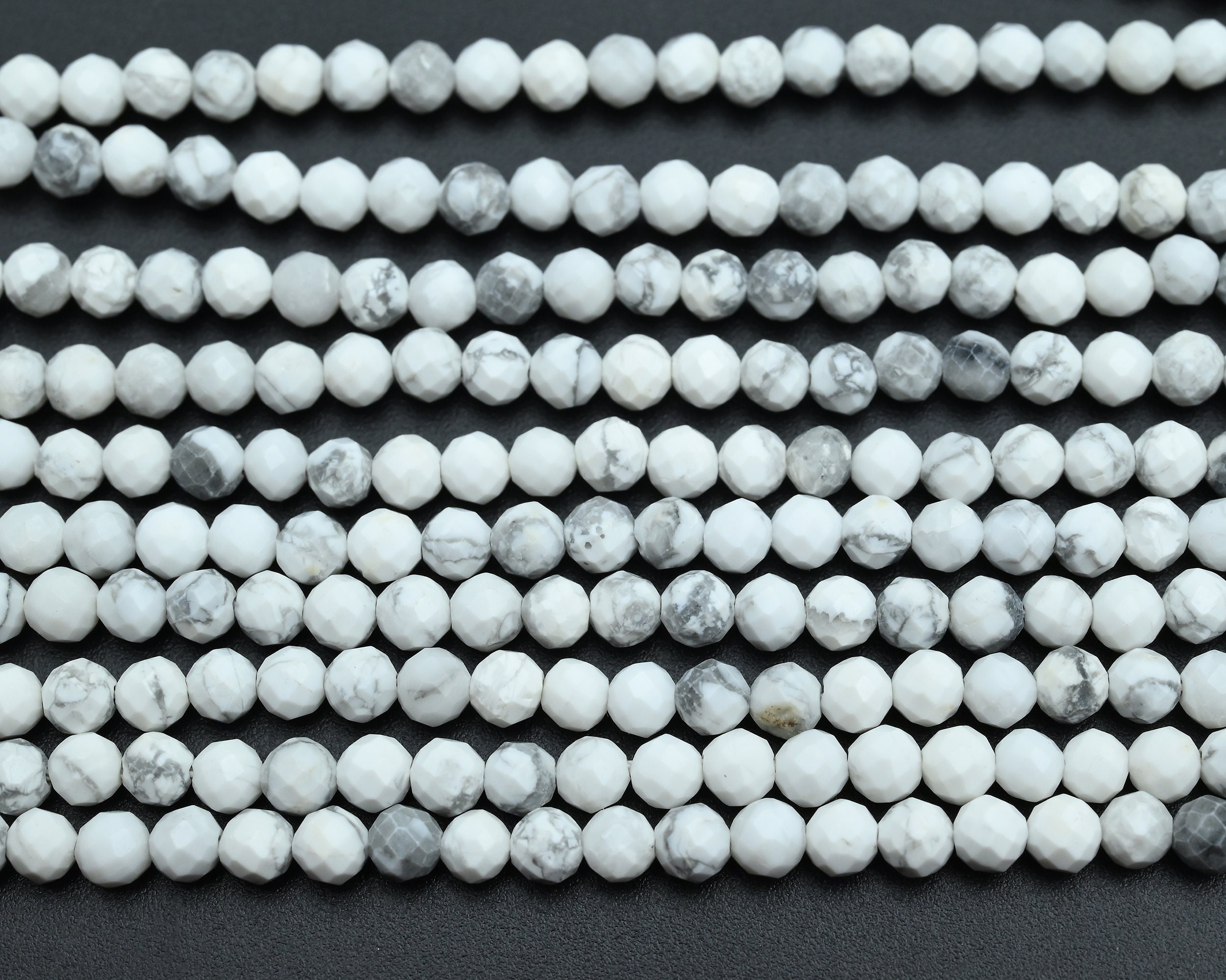 4mm Natural Howlite Faceted Round Beads,4mm Loose Faceted Beads,for Jewelry Diy Making Beads,bracelet Making Beads.wholesale Beads.