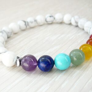 7 Chakra Bracelet for women Gift sister Bracelet bead Energy Bracelet White Howlite bracelet Chakra Jewelry Spiritual healing jewelry