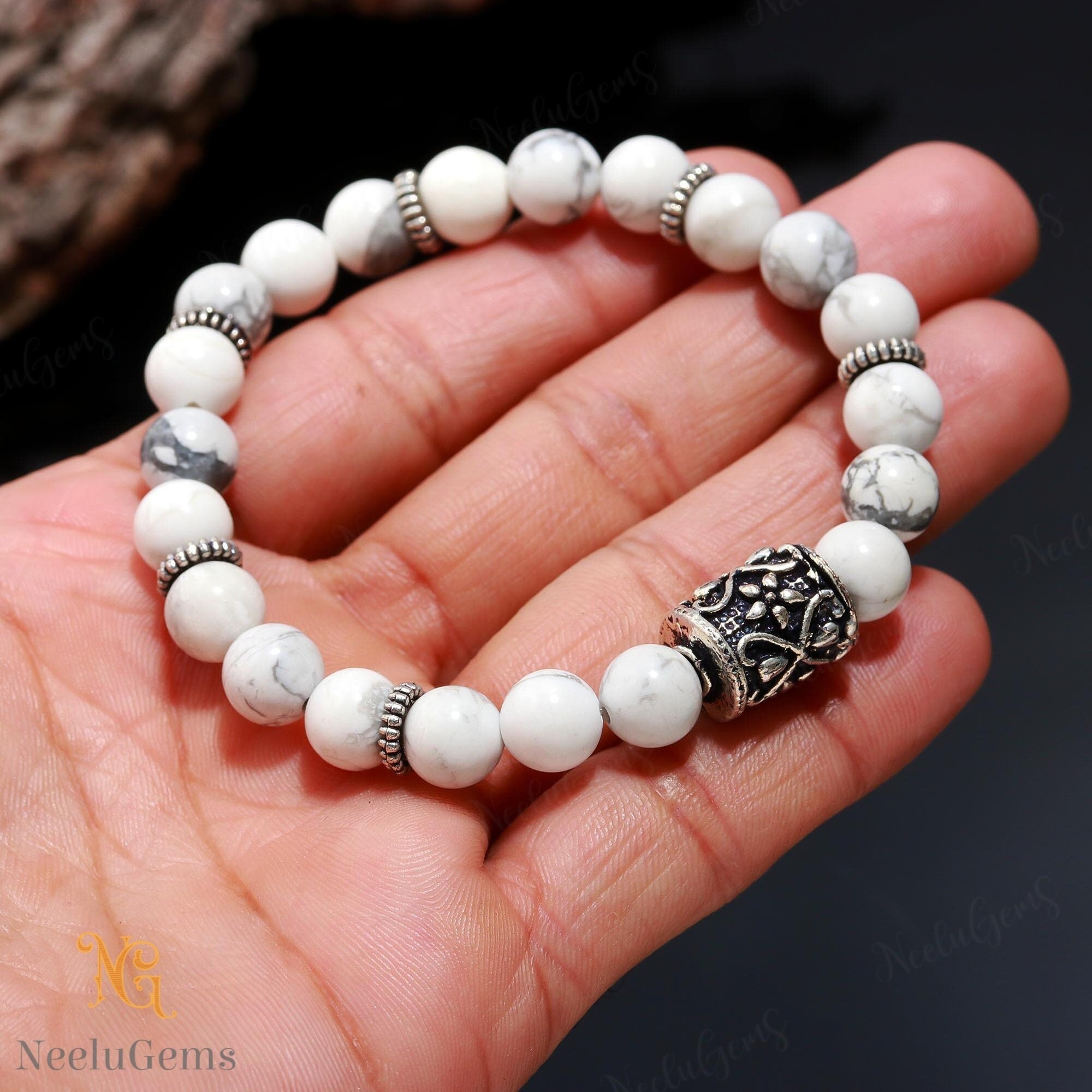8mm Copper Howlite Bracelet, Natural Marble Stone For Calm & Sleep, Stress Relief Healing Jewelry, Unisex Earth Tone Gift, Root Chakra Bead