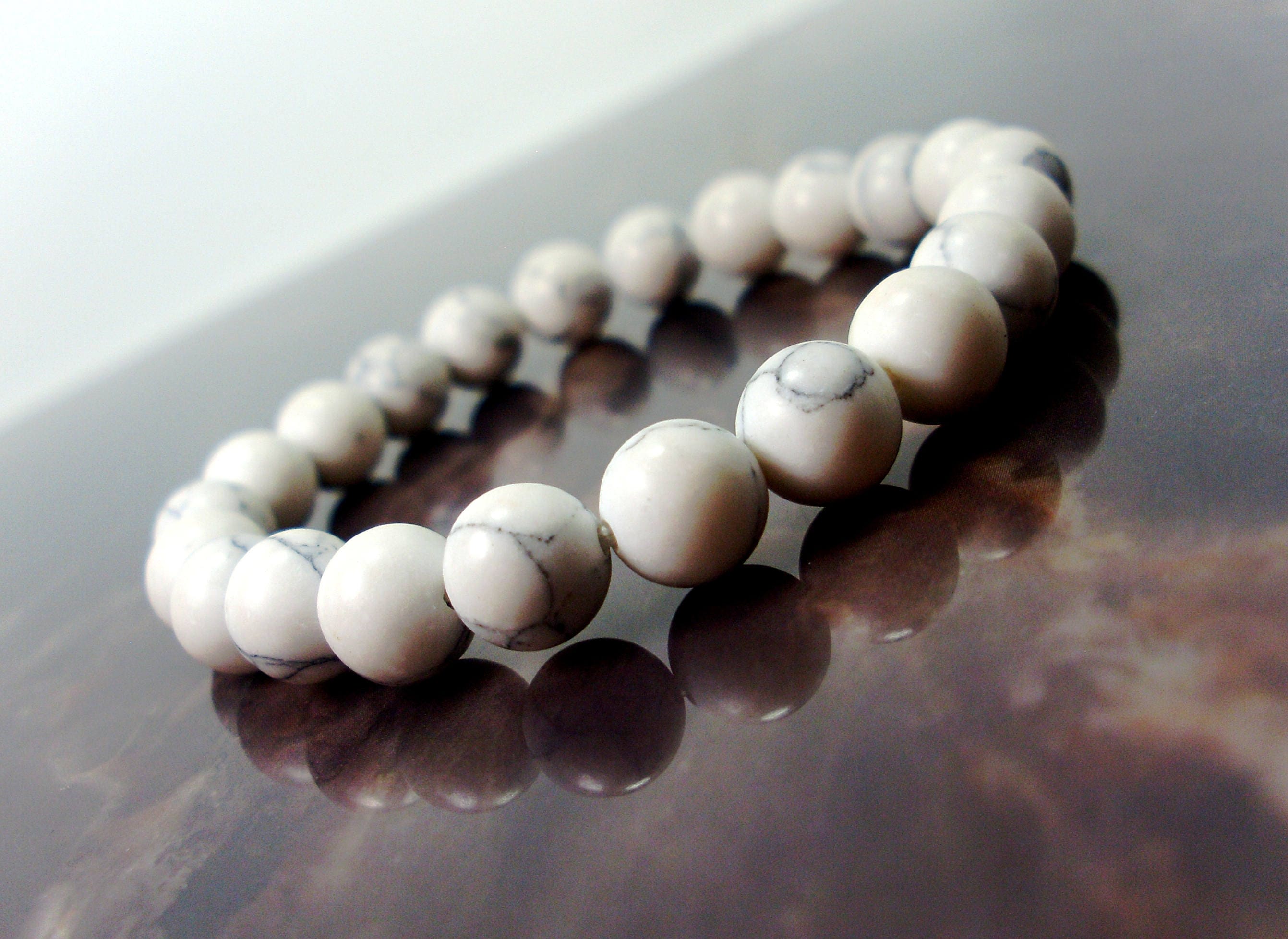 Howlite 8mm Bracelet, Natural Gemstone Bracelet, Women Men Bracelet, Handmade Beaded Bracelet, Beaded Bracelet +gift Bag