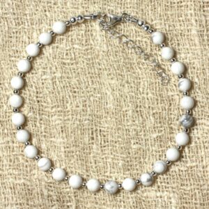 Bracelet Argent 925 Et Pierre Howlite 4mm