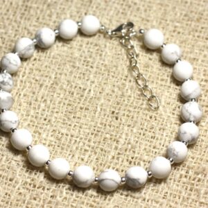 Bracelet Argent 925 Et Pierre - Howlite 6mm