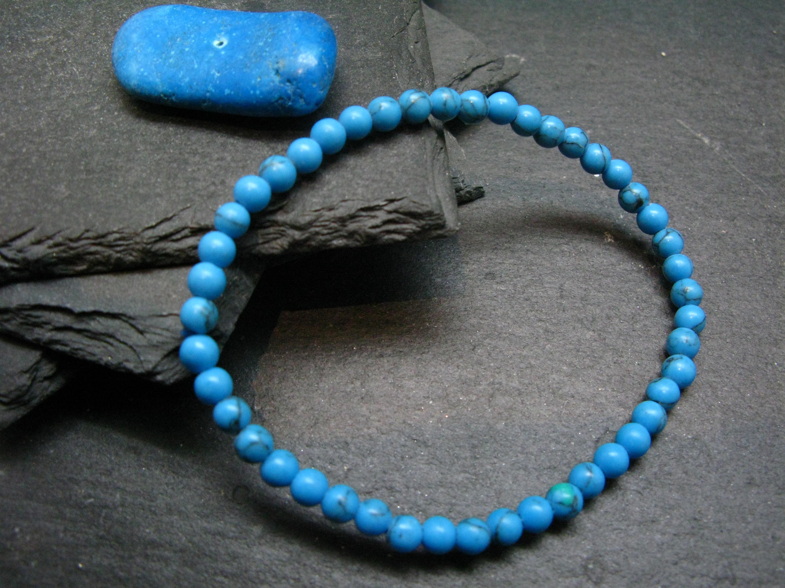 Howlite Genuine Bracelet ~ 7 Inches  ~ 4mm Round Beads