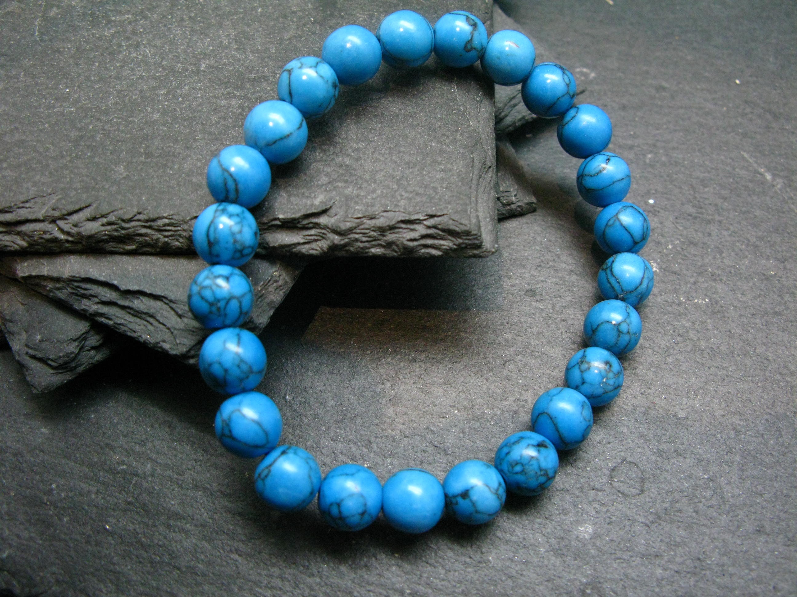 Howlite Genuine Bracelet ~ 7 Inches  ~ 8mm Round Beads