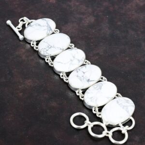 Howlite Bracelet: Handmade 925 Sterling Silver Adjustable Chain Jewelry