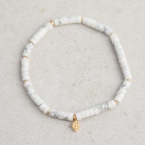 Howlite heishi bracelet | beauty howlite bracelet | [EBHM2151] genuine howlite gold filled | women's howlite bracelet | natural howlite