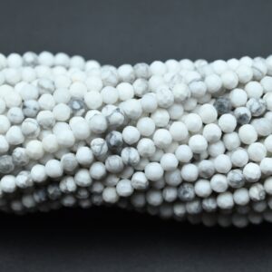 Natural Howlite Faceted Round Beads,2mm/3mm/4mm Loose Faceted Beads,for Jewelry Diy Making Beads,bracelet Making Beads.wholesale Beads.