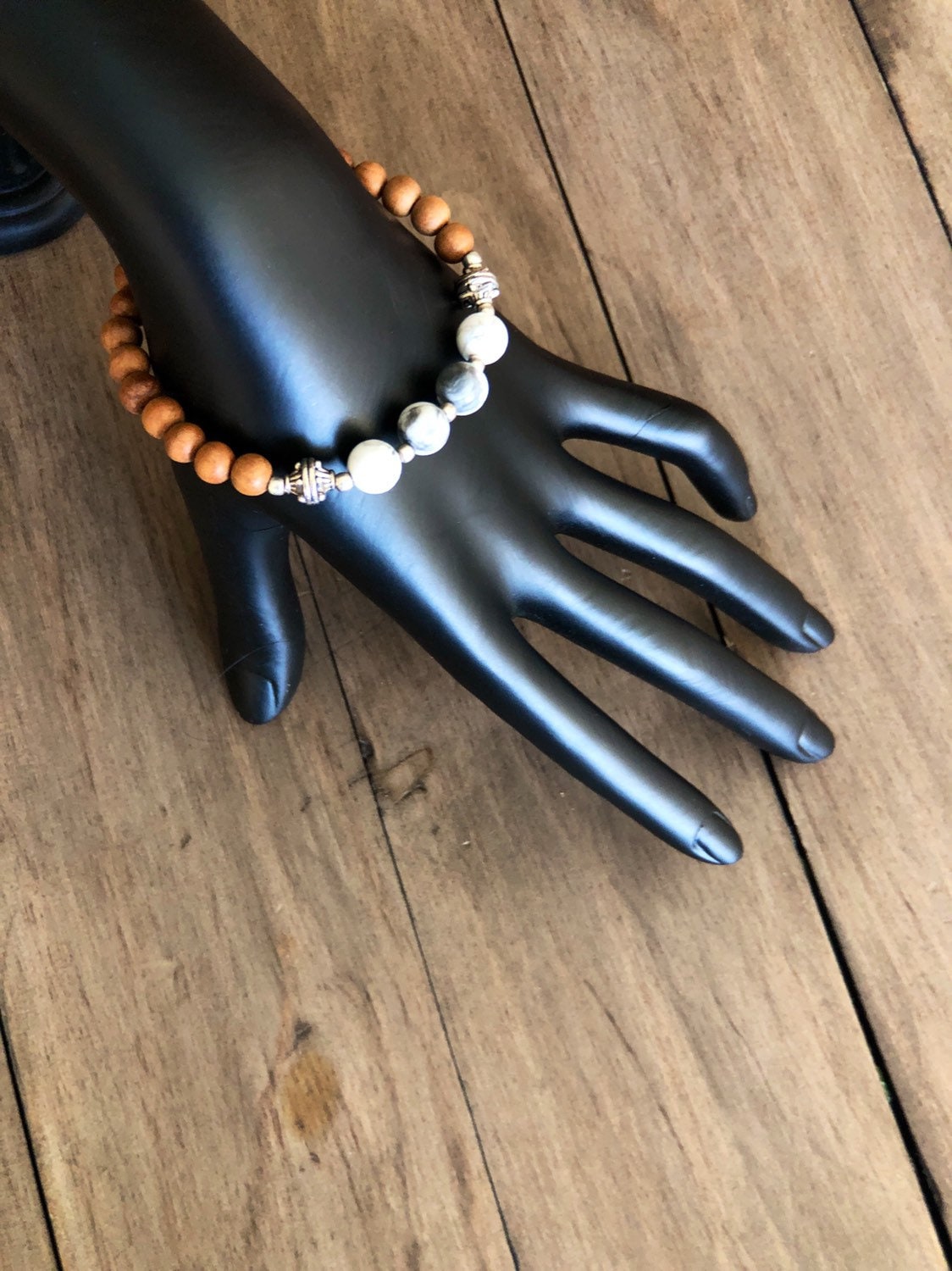 Sandalwood Bracelet, Howlite Bracelet, Bracelet Bead