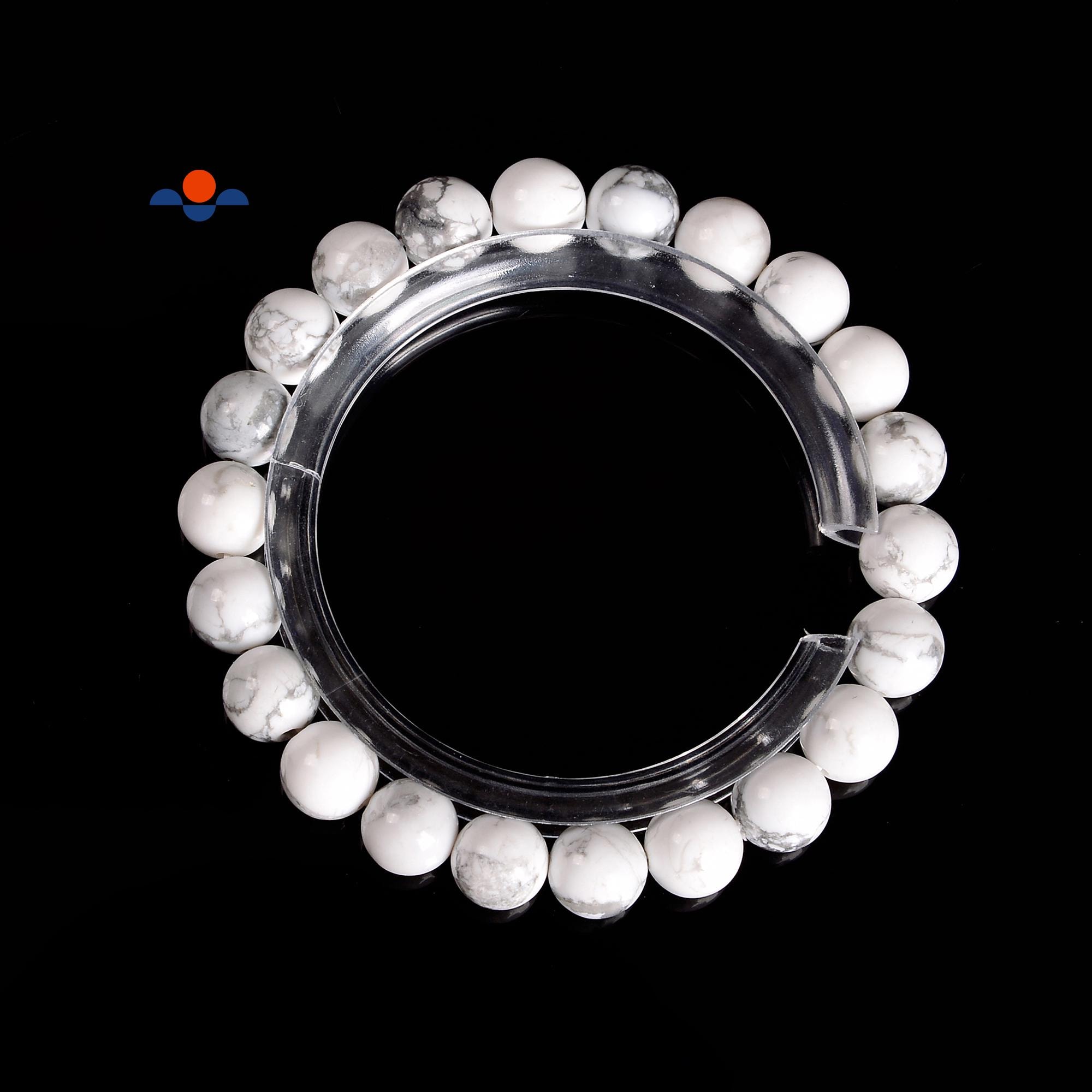 Howlite Bracelet Smooth Round Size 8mm 10mm 7.5" Length