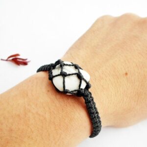 Howlite Stone Bracelet: Unisex Macrame Crystal Jewelry