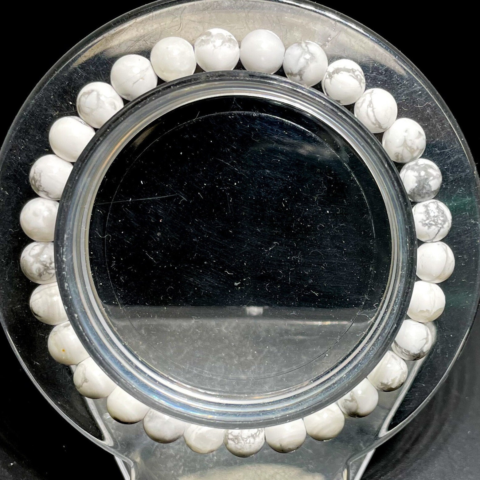 Howlite White Smooth Round Sphere Natural Gemstone Beads 4mm 6mm 8mm Elastic Cord Handmade Bracelet - Pgb114 Howlite White Smooth Round Sphere Natural Gemstone Beads 4mm 6mm 8mm Elastic Cord Handmade Bracelet - Pgb114