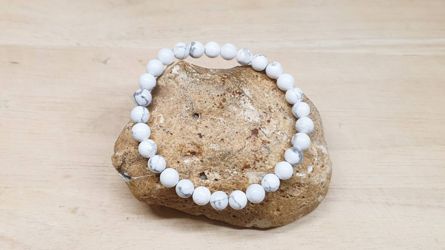 White Howlite Bracelet. Stretch Elastic Bracelets 6mm Stones 19cm. Stacking Bracelets For Women. Reiki Jewelry Uk. Gemini Jewelry.
