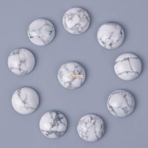 16mm White Howlite Gemstone Round Flatback Cab Cabochon Stone Loose Stone Cab DIY Jewelry Making Stone