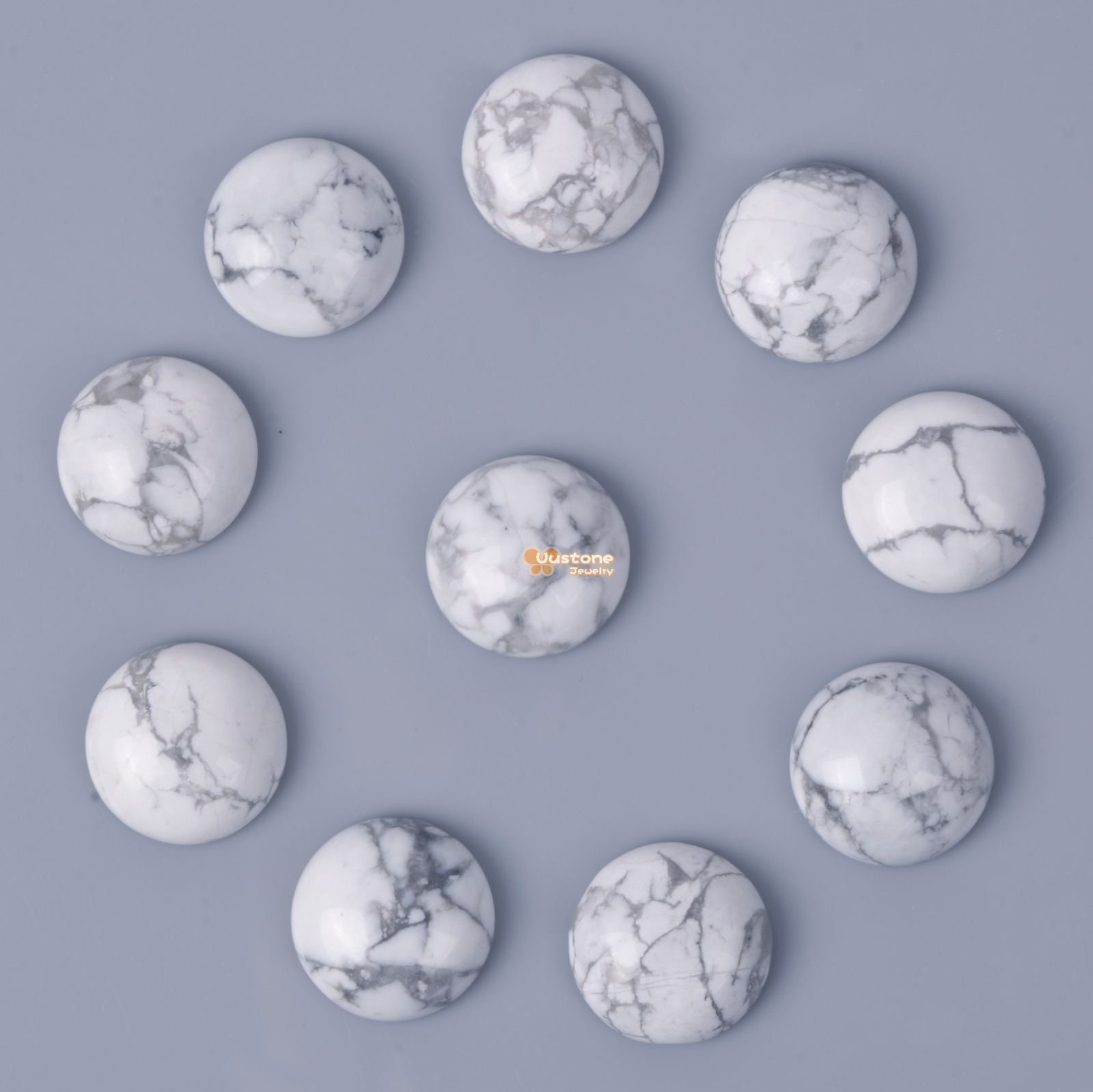 16mm White Howlite Gemstone Round Flatback Cab Cabochon Stone Loose Stone Cab Diy Jewelry Making Stone