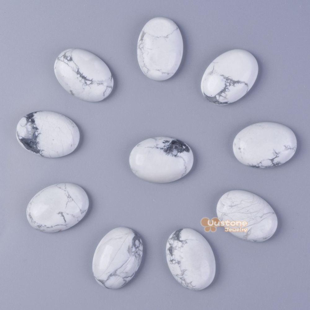 18mm White Howlite Gemstone Oval Cab Cabochon